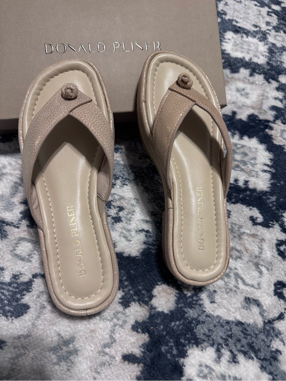 Donald J. Pliner Taupe Crisscross Thong Sandals